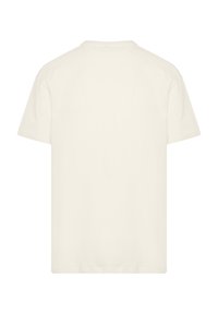 Short-sleeve T-shirt in soft, off-white cotton. Classic crew neck design with a smooth texture and no visible logos or patterns.