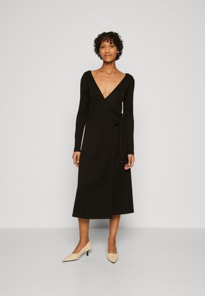 WRAP MIDI DRESS - Robe en jersey - black