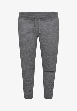 Pantaloni jogger gri realizați dintr-un material moale, texturat, cu talie ajustabilă prin șnur și picioare conice cu manșete rib.