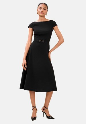 REGULAR FIT - BELTED HISTORIC CAP SLEEVE MIDI - Hverdagskjole - black