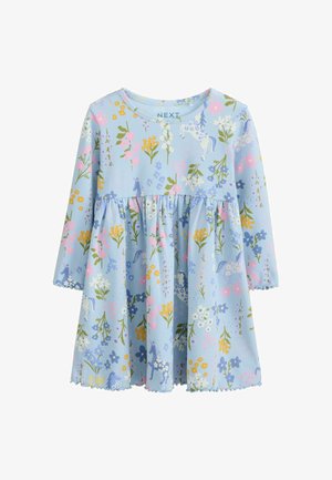 Next, LONG SLEEVE RIBBED DRESS - Strickkleid - blue floral unicorn