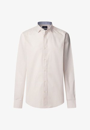 Koszula na guziki w jasnym kolorze z kratkowanym wzorem w pastelowych odcieniach. Posiada standardowy kołnierzyk i długie rękawy. Materiał bawełniany.