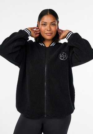 MIT STREIFENDETAILS - Jakna iz flisa - black