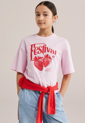 WE Fashion Majica kratkih rukava s printom - light pink