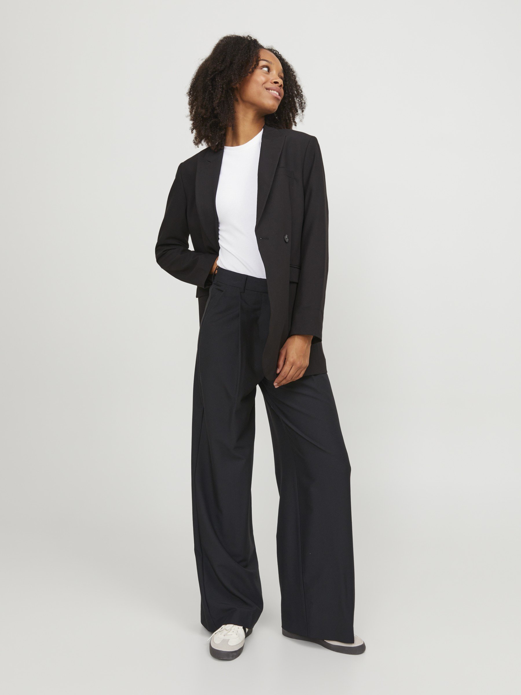 JJXX JXAYA ELLIS WIDE PANTS - Trousers - black/mottled black