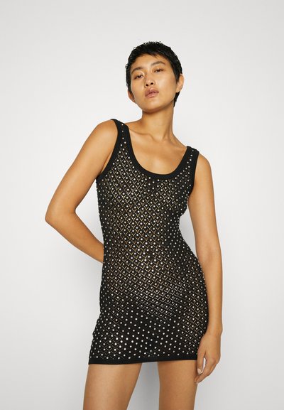 David Koma CRYSTAL MINI DRESS - Φόρεμα-πουλόβερ - black/silver