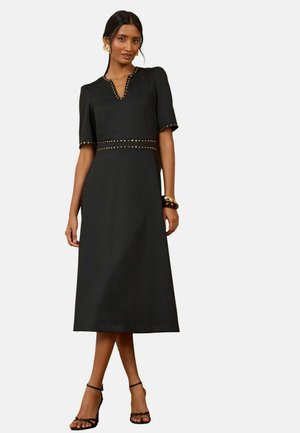 Love & Roses, STUD TRIM DETAIL SHORT SLEEVE MIDI DRESS - Day dress - black