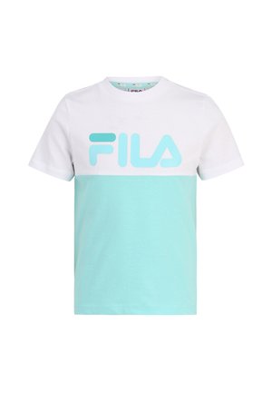 LOTTUM BLOCKED TEE - T-shirt imprimé - bright white-aqua splash