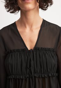 NA-KD TIE DETAIL BALLOON SLEEVE - Camicetta - black