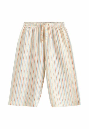 REGULAR FIT - WIDE LEG - Nohavice - ecru red & blue stripe