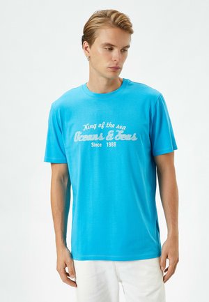 COLLEGE CREW NECK SHORT SLEEVE - T-shirt med print - blue
