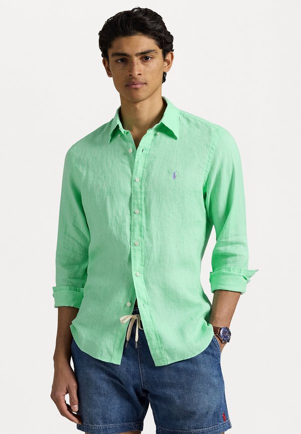 CUSTOM FIT LINEN SHIRT - Shirt - aqua verde