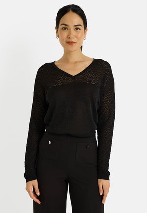 COL V DÉTAILS AJOURÉS - Pullover - noir