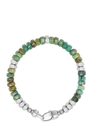 HEXAGON BEADED BRACELET WITH TURQUOISE AND SILVER - Bracelet - green