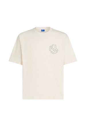 Karl Lagerfeld Jeans, DISTRESSED MONOGRAM BOXY FIT - Tričko s potlačou - egret