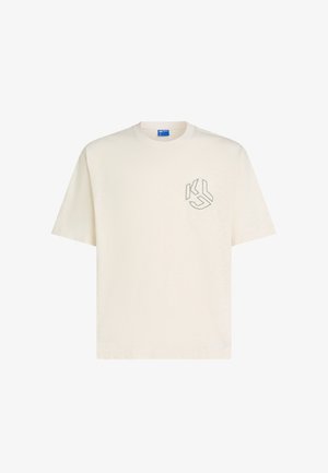 Karl Lagerfeld Jeans, DISTRESSED MONOGRAM BOXY FIT - Camiseta estampada - egret