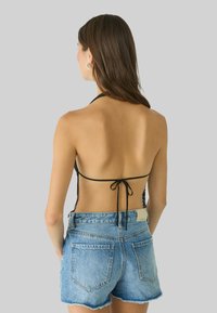 Stradivarius HALTER WITH EMBROIDERY  - Blůza - black