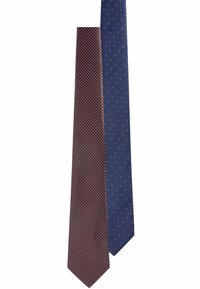 Unselected, navy blue rust brown polka dot