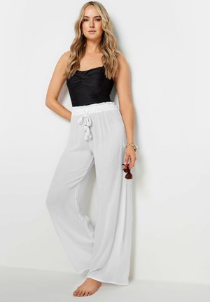 TIE WAIST WIDE LEG - Trousers - white