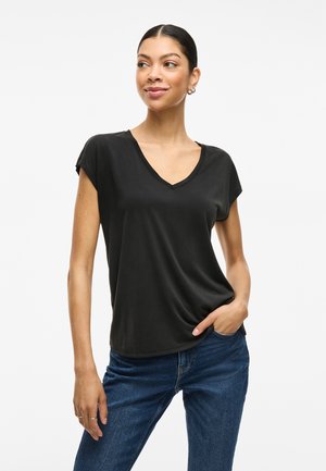 VIMODALA V NECK - Navadna majica - black