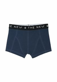 Boxers noirs avec une ceinture noire arborant un texte blanc. Tissu lisse, design ajusté et coutures distinctes.