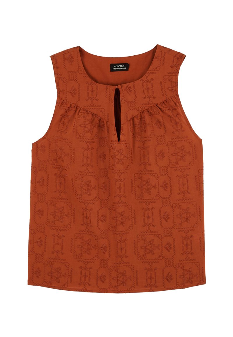 Monoprix SANS MANCHES BRODÉ Débardeur fez/orange