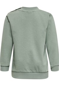 Grön sweatshirt gjord av en bomullsmix. Har en ribbad krage och ärmslut, med en bakpanel och minimala sömdetaljer.