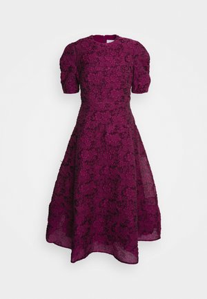 Erdem SHORT SLEEVE WAISTED MIDI DRESS WITH VOLUME SKIRT - Cocktail φόρεμα / Φόρεμα για πάρτι - berry