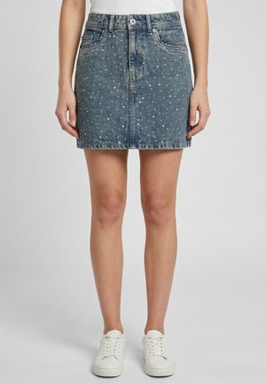 Eight 2 Nine, EIGHT 2 NINE JEANSROCK MIT STRASSVERZIERUNG - Mini skirt - blue