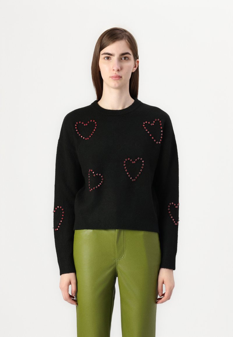 ONLY ONLDAISY O NECK BLING - Pulover - black/red