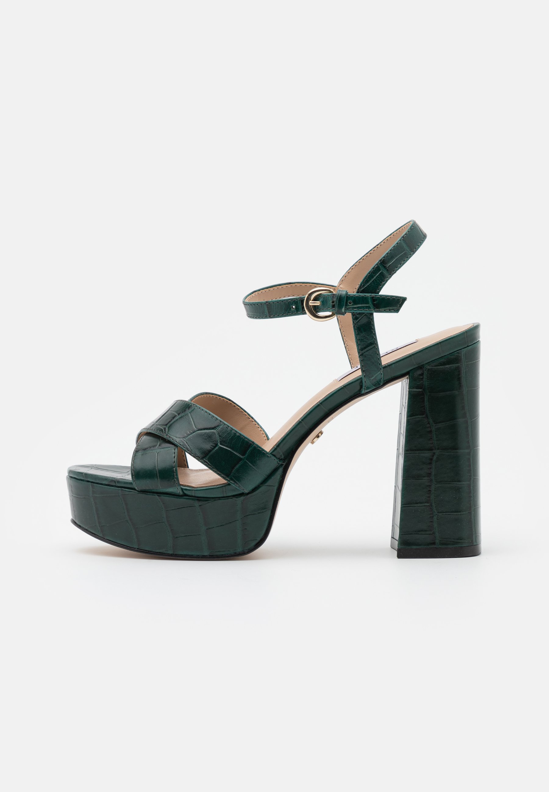 cross strap platform block heels