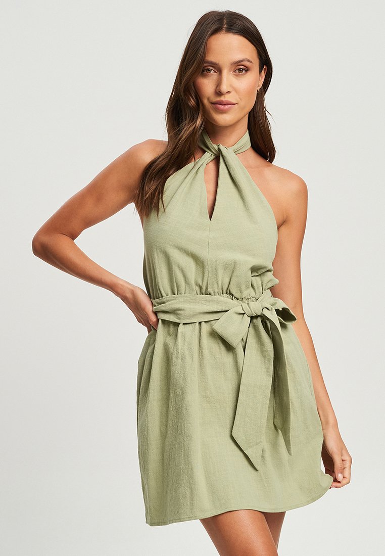 CALLI KANZU HALTER - Dienas kleita - sage green