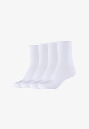 Calzini in cotone bianco a cappello in confezione da quattro. Tessuto liscio, lunghezza standard e punta rinforzata, adatti per un abbigliamento informale.