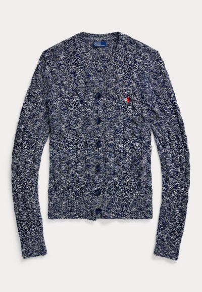 Polo Ralph Lauren CABLE-RAGG-KNIT COTTON CREWNECK CARDIGAN - Kardigan - refined navy/cream
