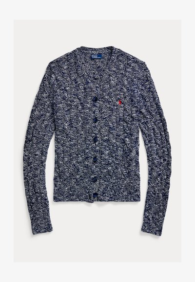 Polo Ralph Lauren CABLE-RAGG-KNIT COTTON CREWNECK CARDIGAN - Kardigan - refined navy/cream
