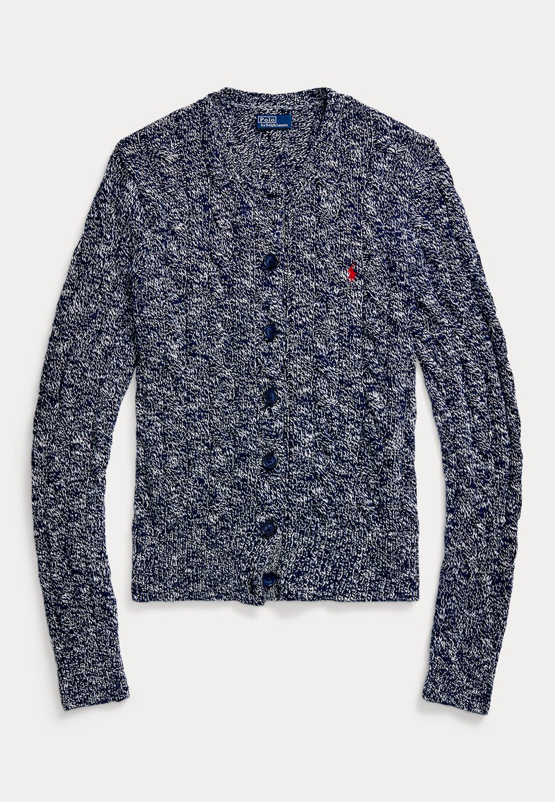 Polo Ralph Lauren CABLE-RAGG-KNIT COTTON CREWNECK CARDIGAN - Cardigan - refined navy/cream