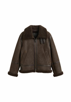 GANT, GANT SHEARLING JACKET - Giacca di pelle - black brown