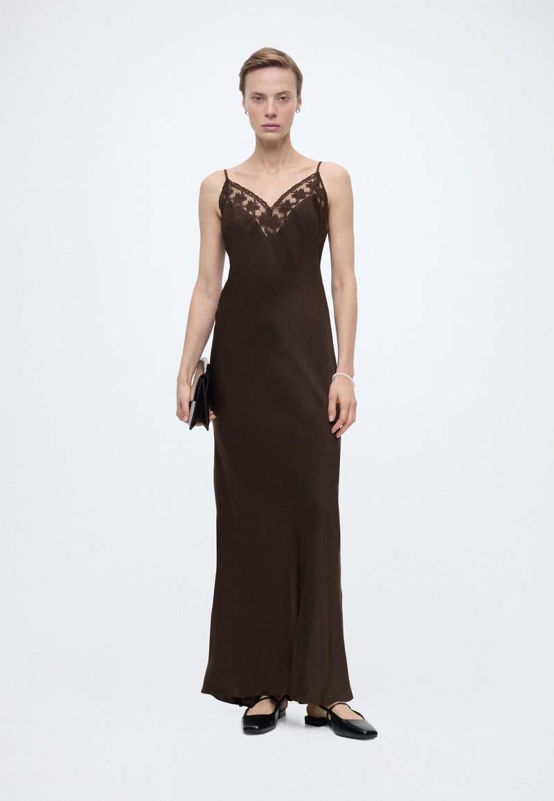 Bardot BONITA LACE TRIM MAXI DRESS - Occasion wear - dark choco/light brown  - Zalando
