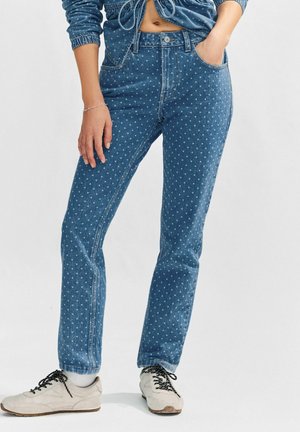COMFORT STRETCH - Straight leg -farkut - blue polkadot