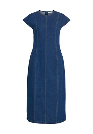 VILA, VIESTA CAP DENIM MIDI DRESS/BFS - Τζιν φόρεμα - dark blue denim