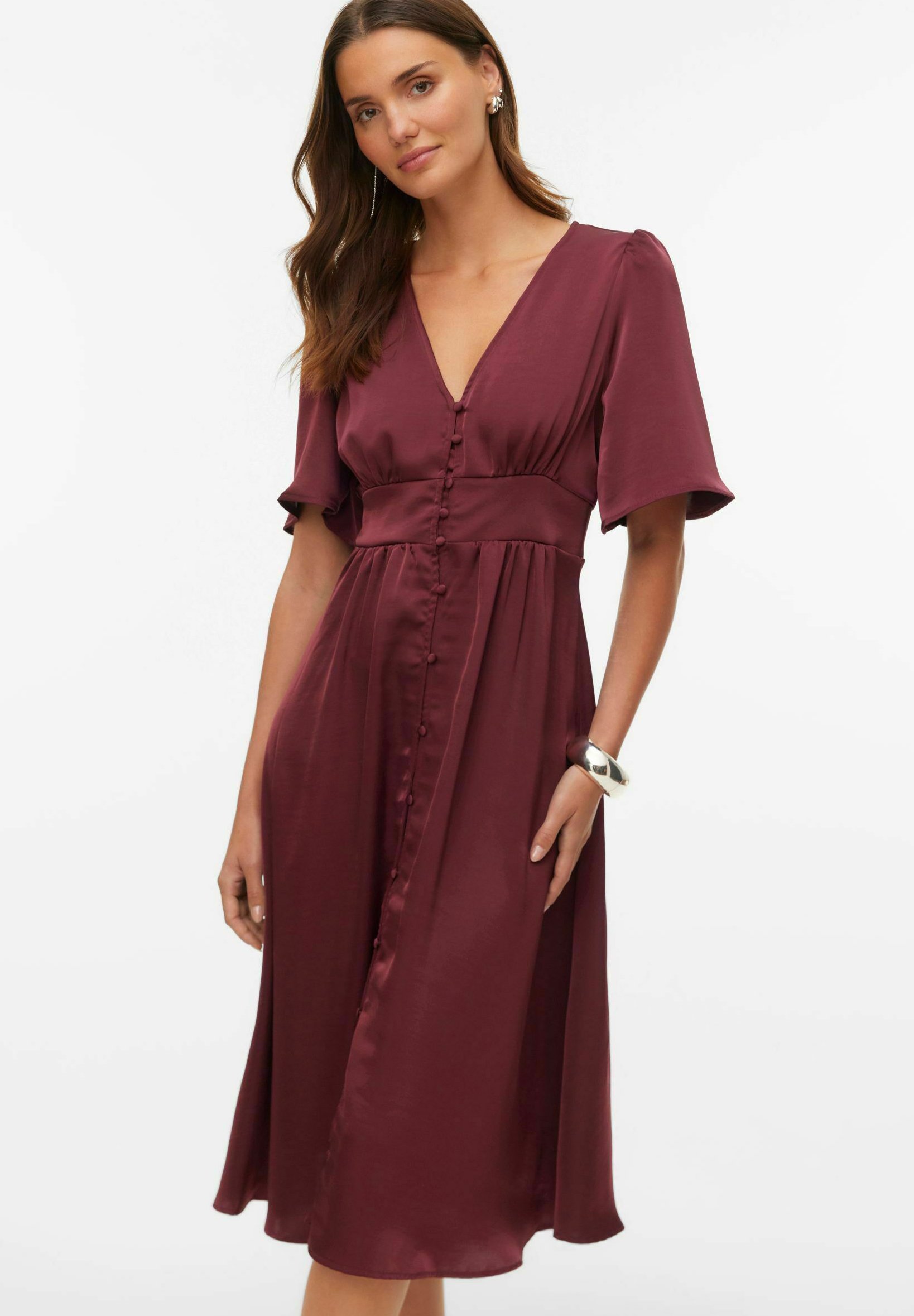 Vero Moda VMANDREA Midi - Shirt dress - burgundy/bordeaux - Zalando.ie