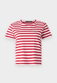 IKON STRIPE BOXY - Triko s potiskem - scarlet sage/cream