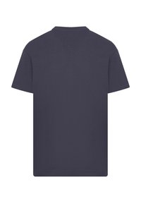 Dark blue cotton t-shirt with short sleeves, round neck, and a plain back. Soft texture, straight cut, and no visible patterns or graphics.