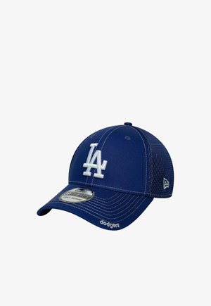 Blue Los Angeles Dodgers baseball cap with white embroidered logo and mesh back, small-medium size sticker on the bill.