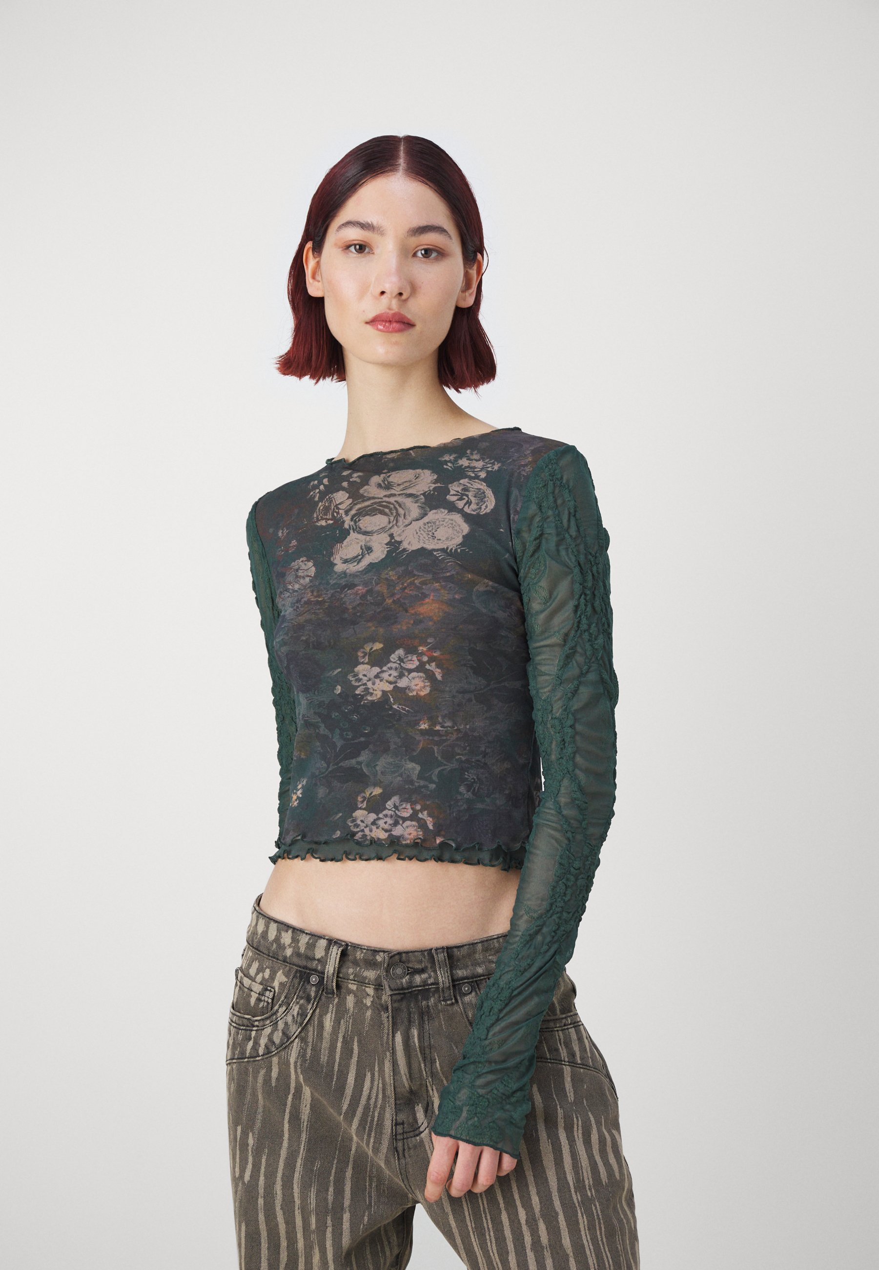 Jaded London FLORAL VINTAGE - Long sleeved top - green