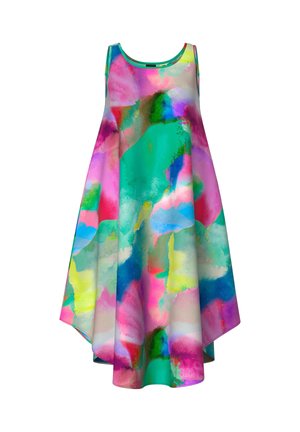 Ulla Popken WATERCOLOR PRINT SLEEVELESS A-LINE DRESS - Hverdagskjole - emerald