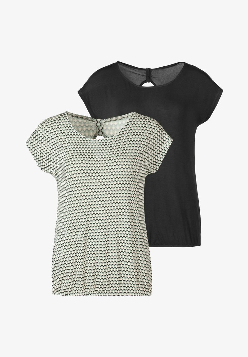 LASCANA 2 PACK - Print T-shirt - mint + schwarz