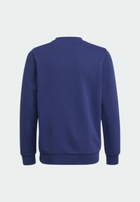 Sudadera azul marino con puños y cintura acanalados, que presenta un cuello redondo. Fabricada con un tejido suave con un acabado texturizado.