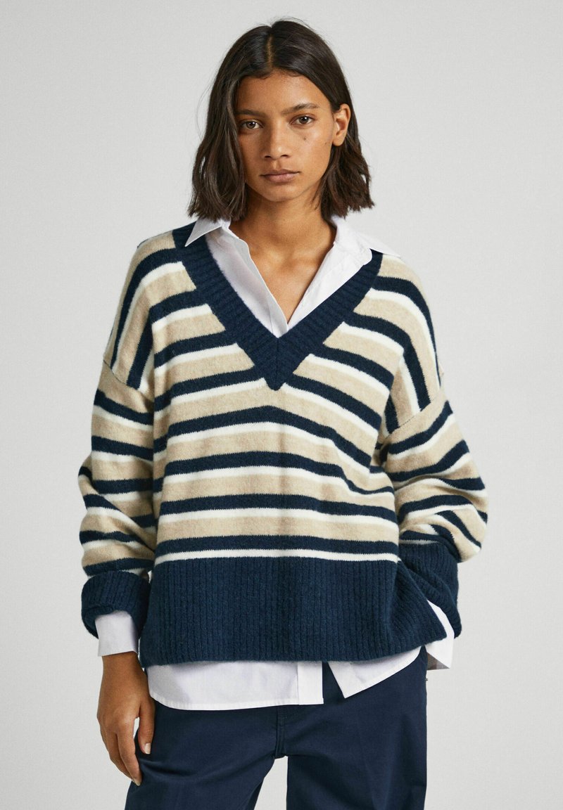 Pepe Jeans DEBBIE Trui navy blue beige/wit Zalando.be