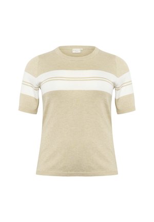 Kaffe Curve STRIPED - T-shirt imprimé - feather gray mel  chalk stripe